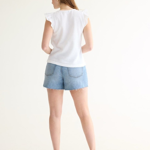 Reitmans White Ruffle Sleeve V-Neck Gauze Cotton Top size S - Picture 4 of 10